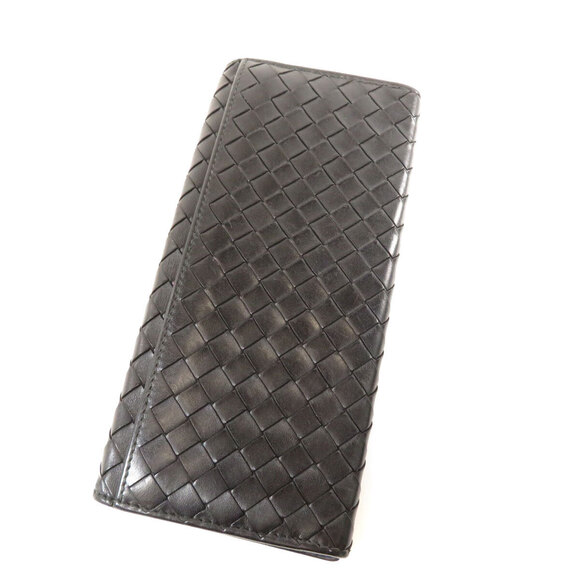 Bottega Veneta Long Wallet Leather Intrecciato